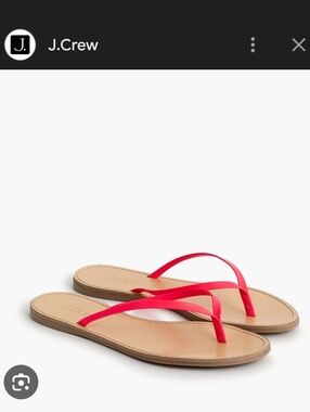 J. Crew Red Leather Thong Capri Sandals Tan Footbed Sz 8 Vacation Resort Wear